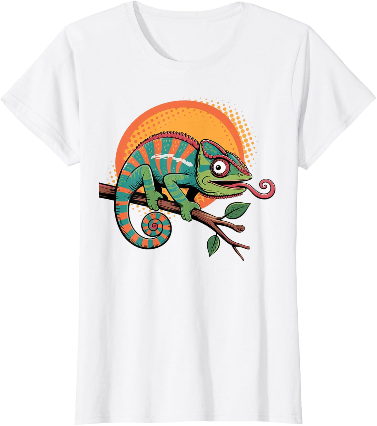 Chameleon Reptile Colorful Pop Art T-Shirt - White