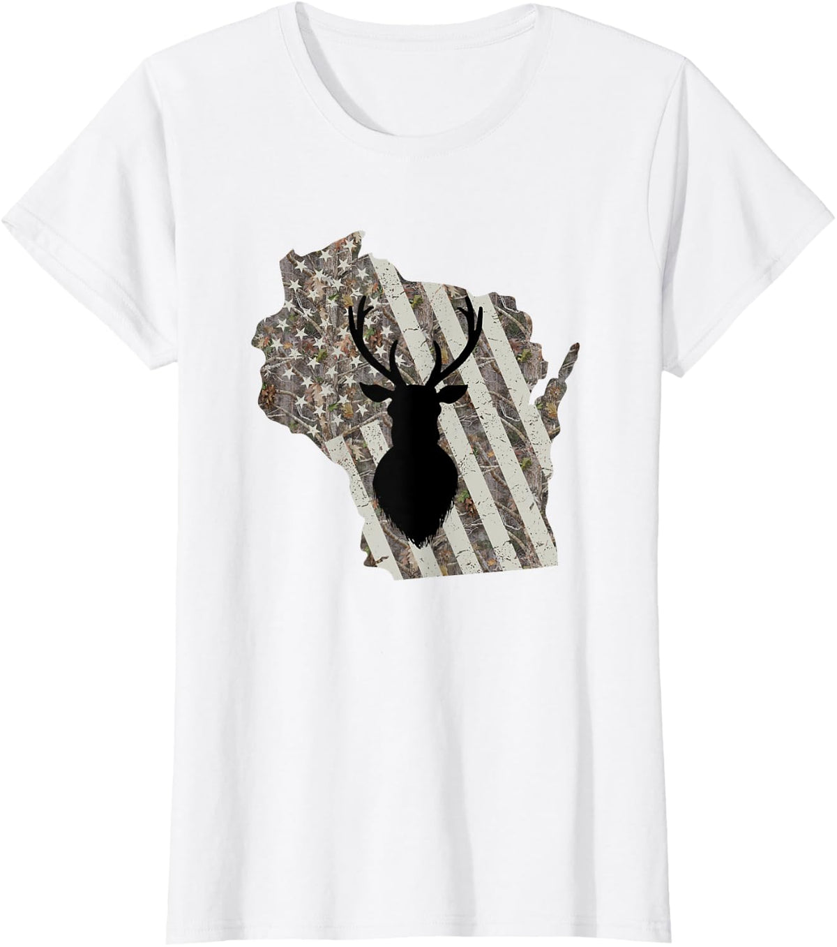 Wisconsin Whitetail Deer Hunting T-Shirt - White