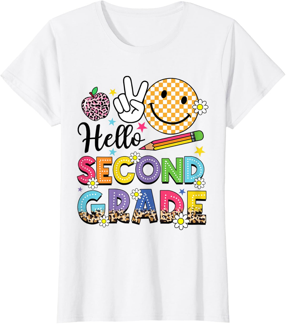 Cute Hello 2nd Grade Back to School Teacher Girls Kids T-Shirt - White
