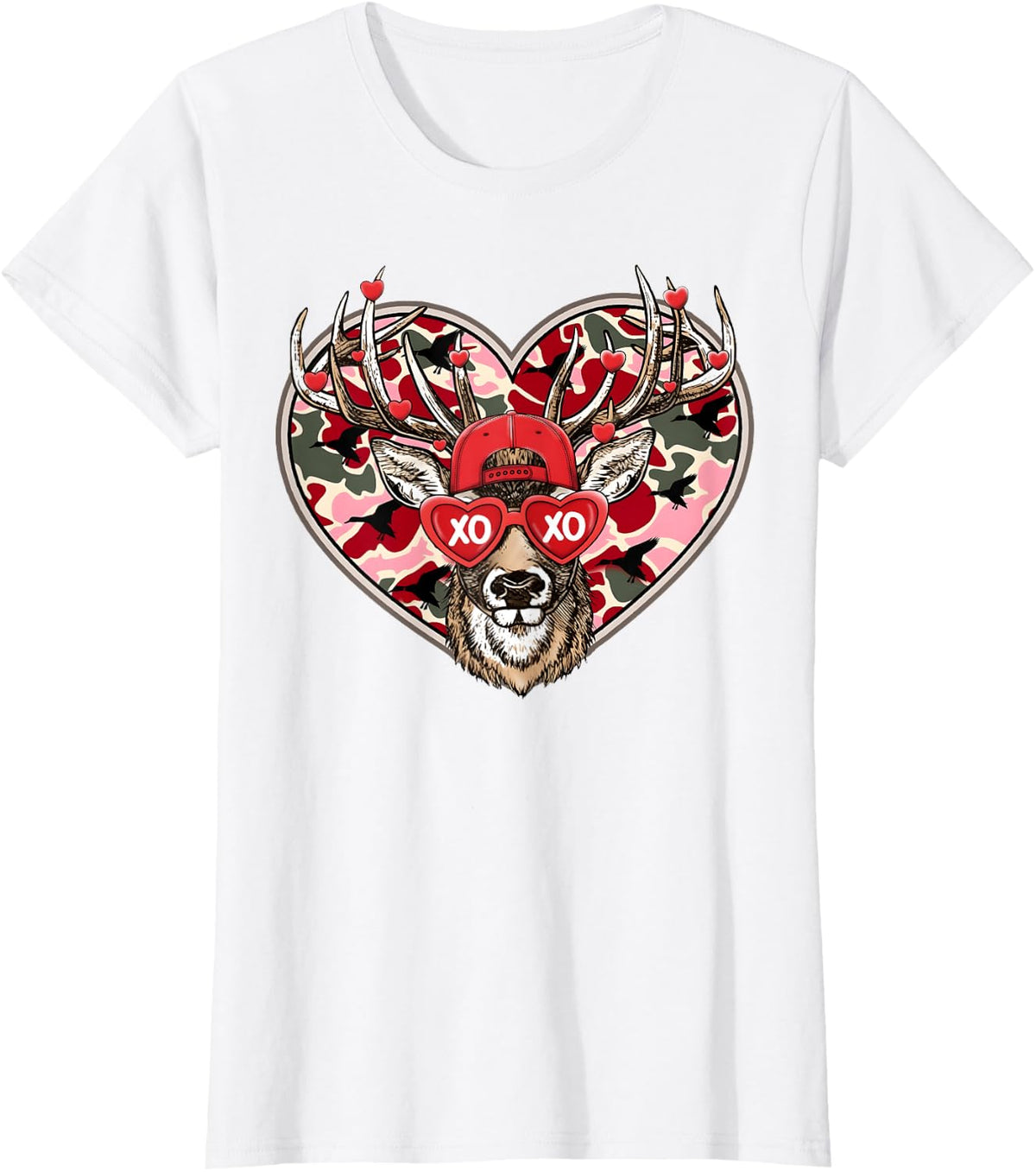 Valentine XOXO Funny Deer Hunting Buck Men Women Kid T-Shirt - White