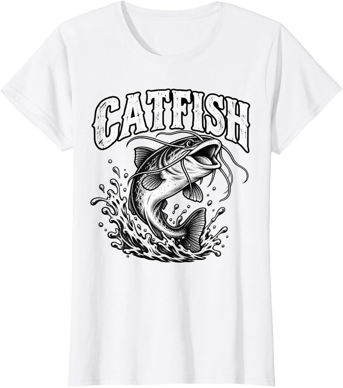 Catfish Fisherman Fishing T-Shirt - White