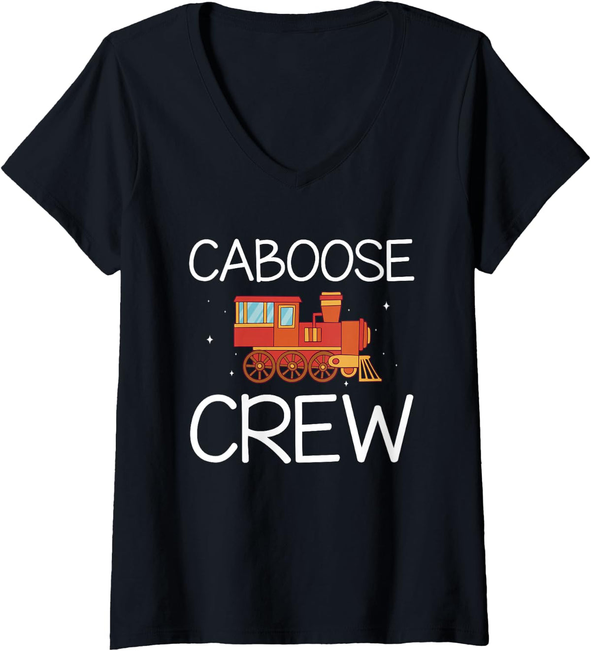 Womens Caboose Crew Railway Train Birthday V-Neck T-Shirt - Black
