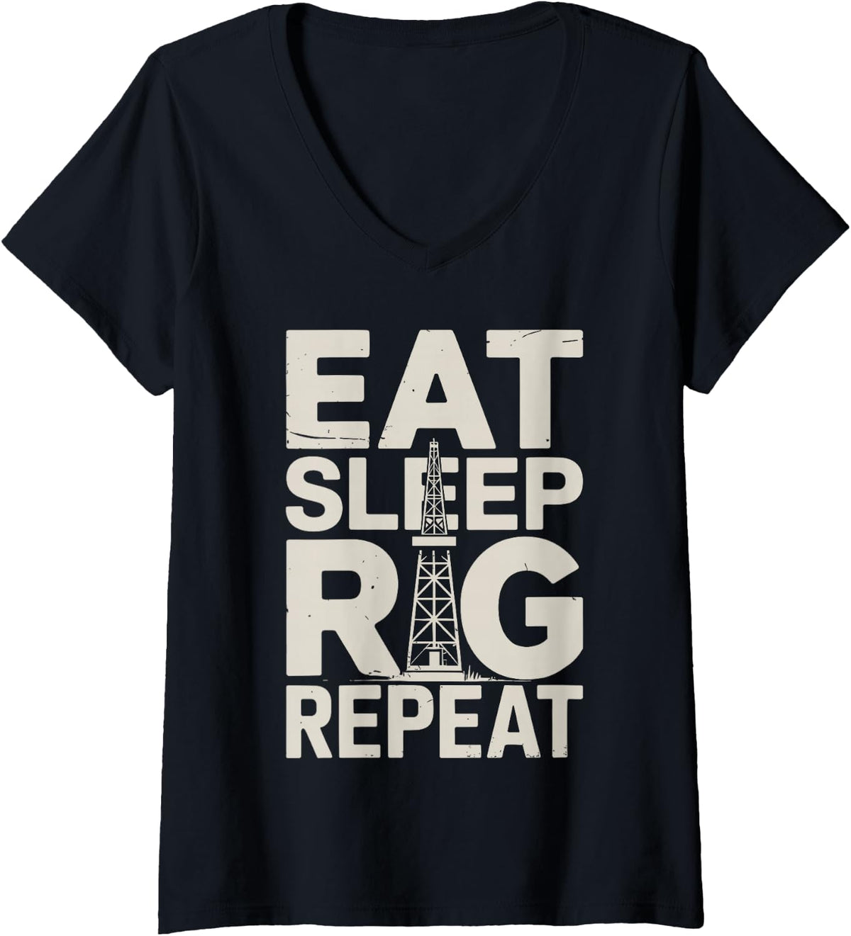 Women's Funny Oil Worker Art for Men Boys Oil Rig Oilfield Roughneck V-Neck T-Shirt - Black