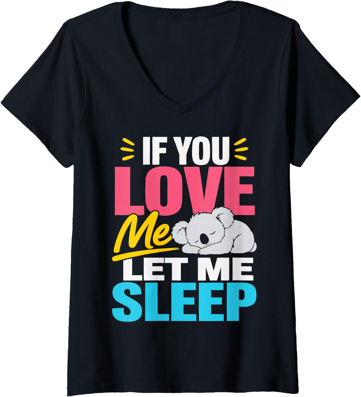 Women's Cute Koala V-Neck T-Shirt - Black