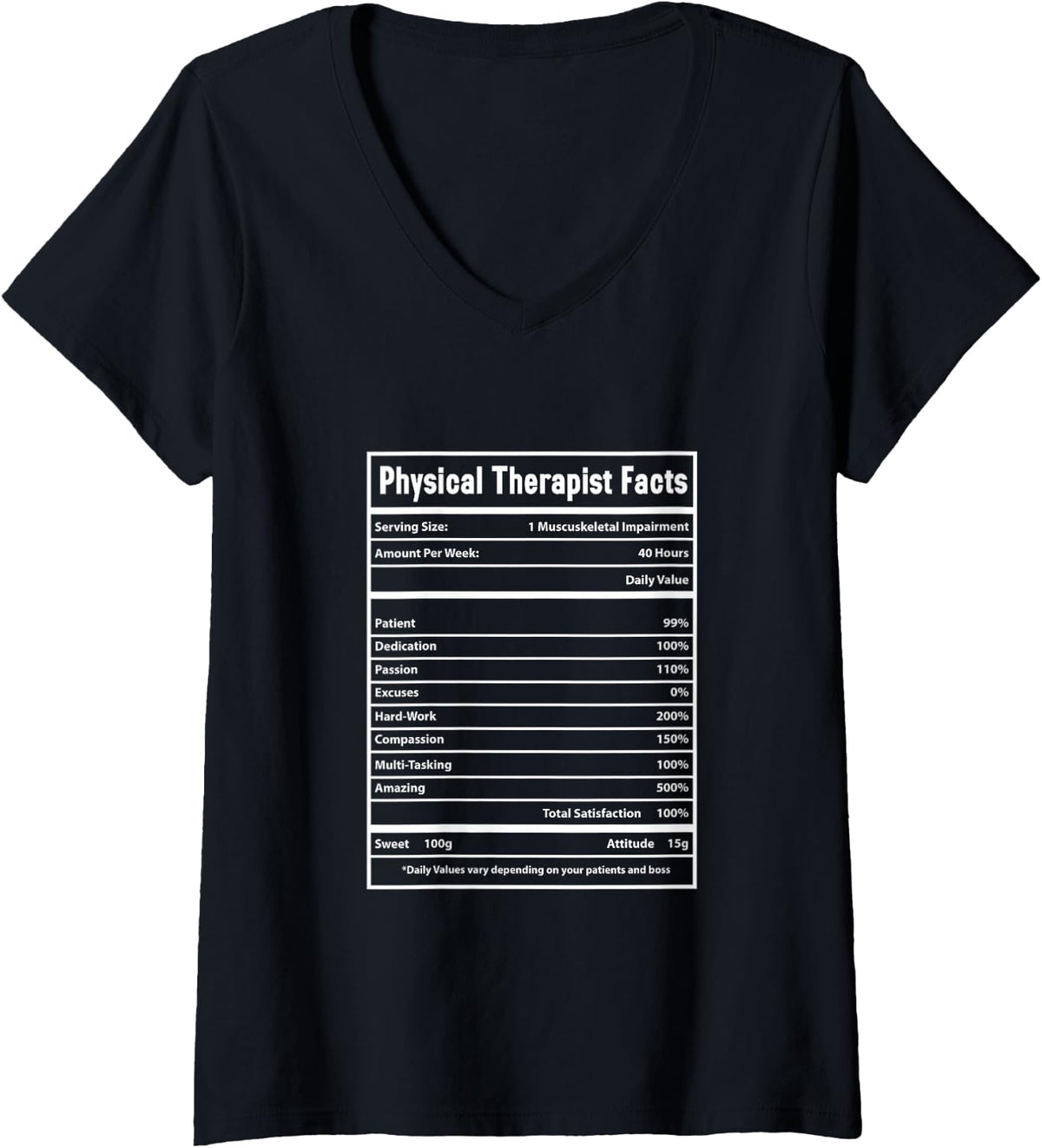 Women's Physical Therapist Facts Physical Therapy V-Neck T-Shirt - Black