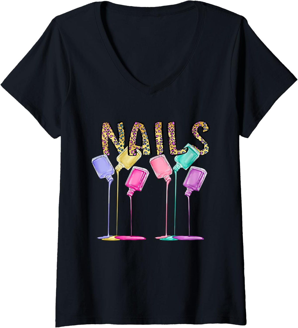 Womens Manicurist Nail Tech Life Nail Hustler Artist Technician V-Neck T-Shirt - Black