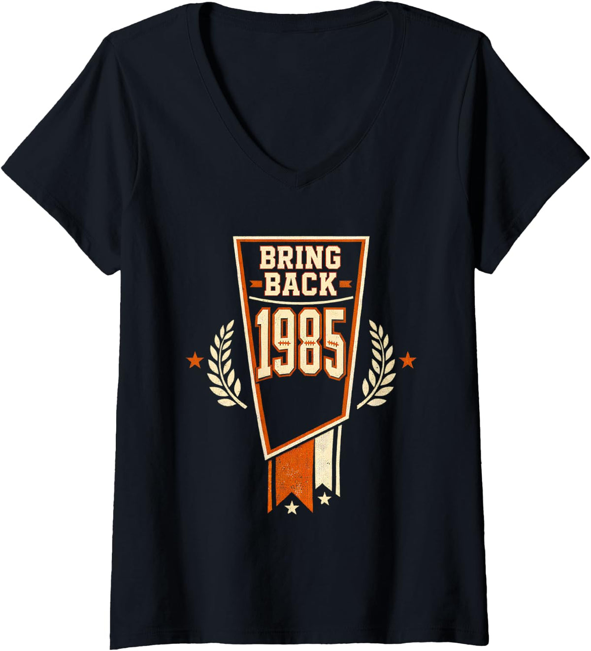 Women's Bring Back 1985 Banner Vintage V-Neck T-Shirt - Black