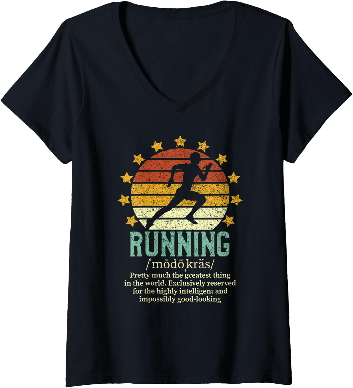 Women's Running Definition | Runner Gift | 5K Run V-Neck T-Shirt - Black