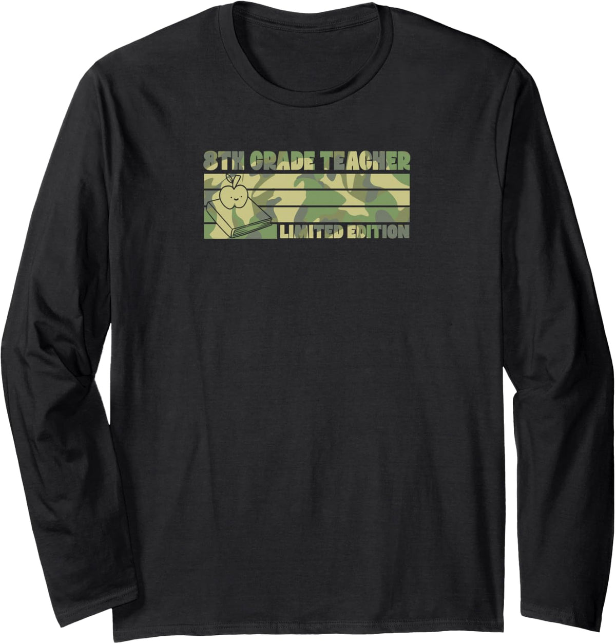 8th Grade Teacher Limited Edition Retro 70s Style Teacher Long Sleeve T-Shirt - Adult Unisex Black