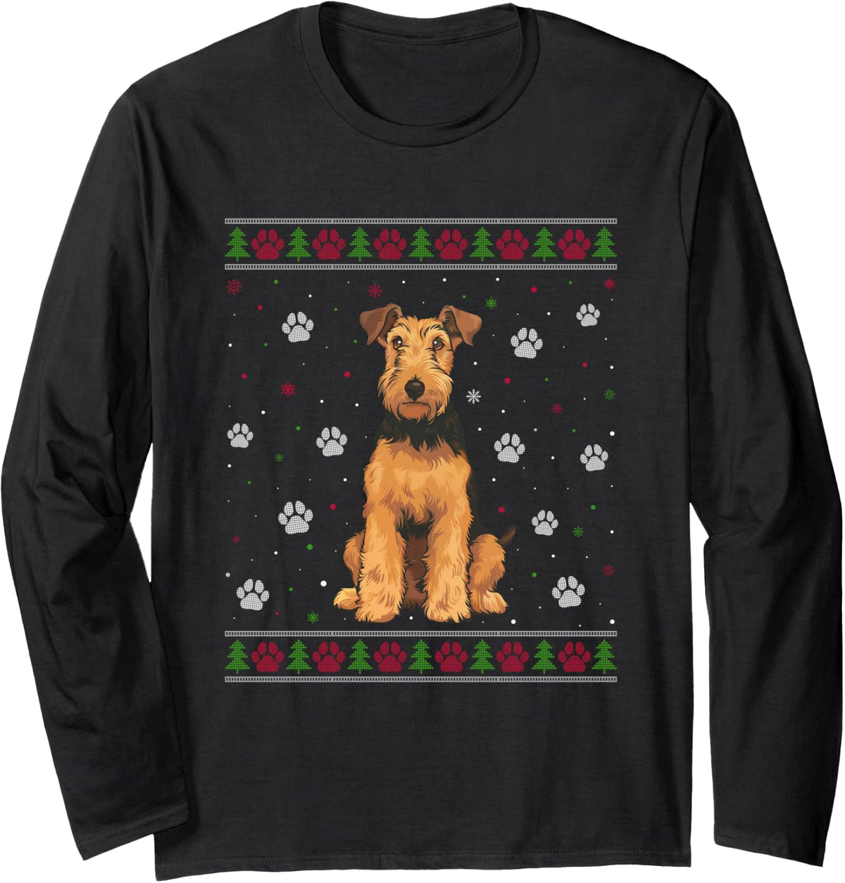 Airedale Terrier Christmas Sweater Xmas Pet Animal Dog Lover Long Sleeve T-Shirt - Adult Unisex Black