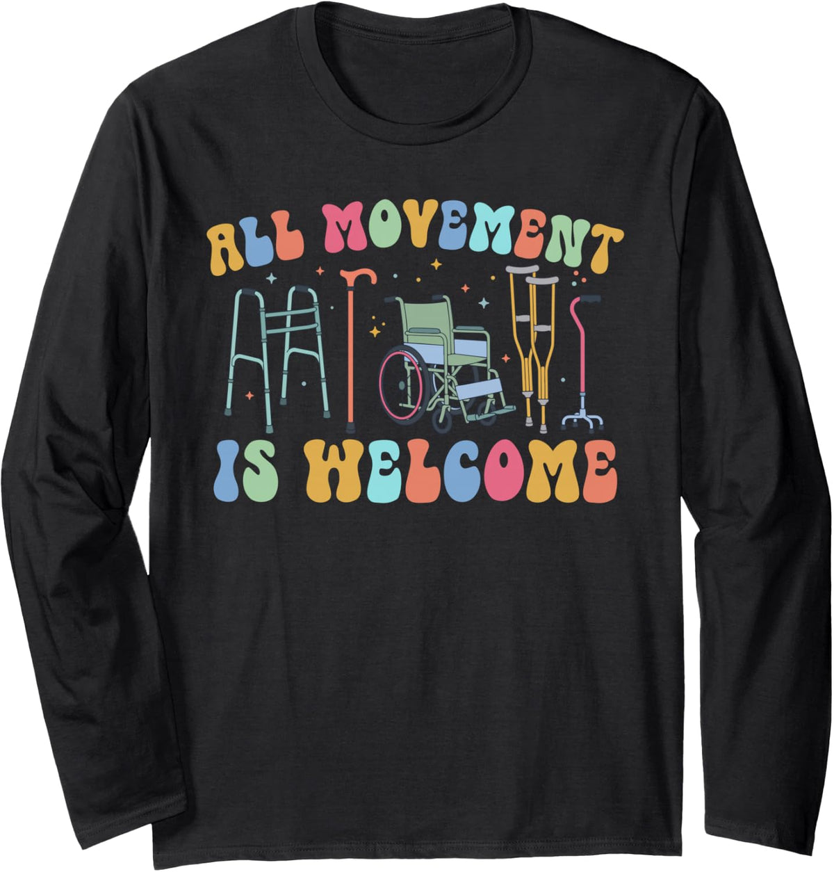 Physical Therapist Appreciation Month Groovy PT Therapist Long Sleeve T-Shirt - Adult Unisex Black