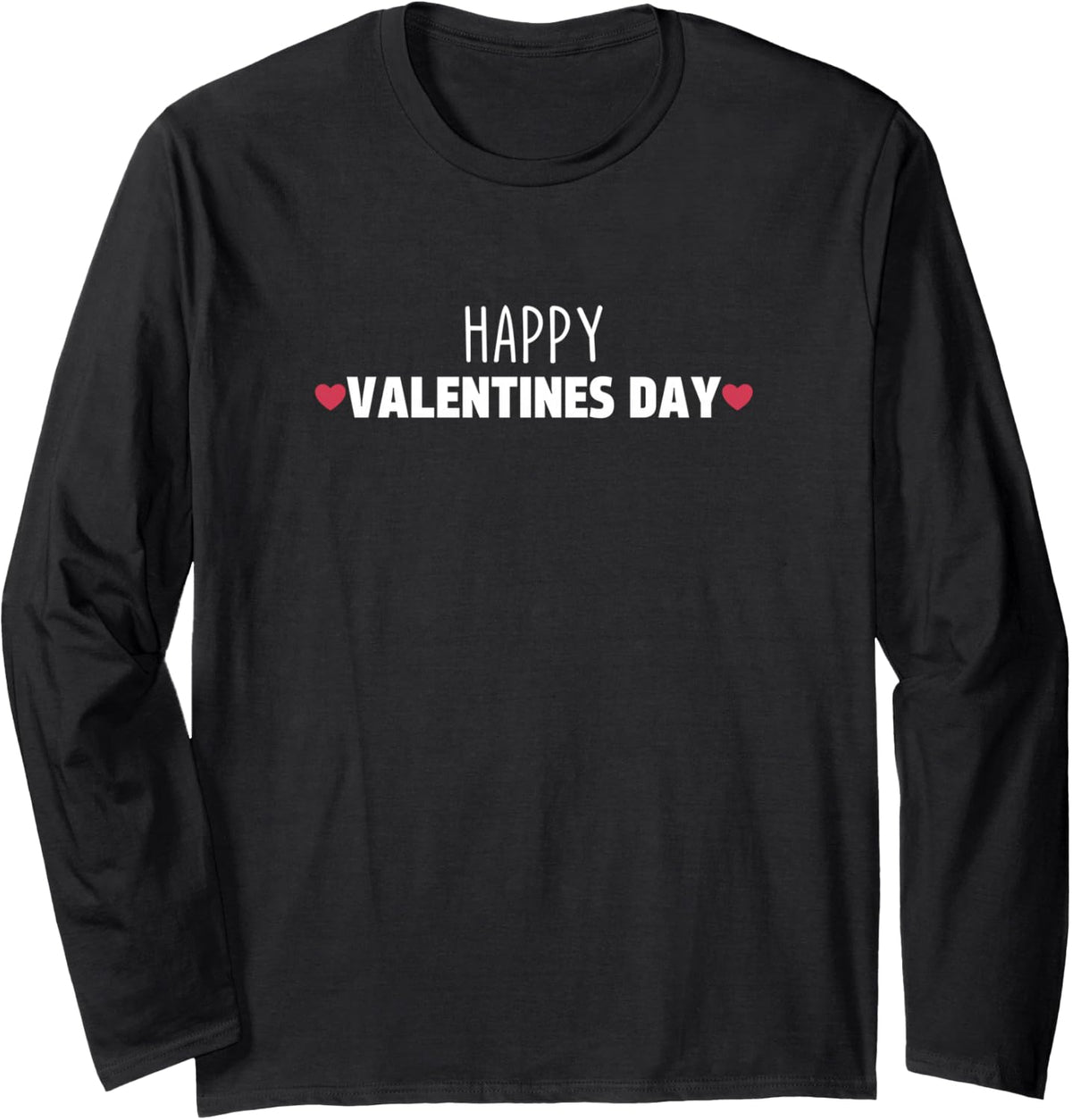 Happy Valentines Day Cute Heart Valentine Couple Long Sleeve T-Shirt - Adult Unisex Black