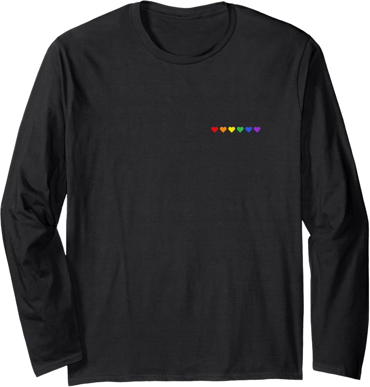 Tiny Rainbow Hearts Subtle Pride Month Flag LGBT Gay Rights Long Sleeve T-Shirt - Adult Unisex Black