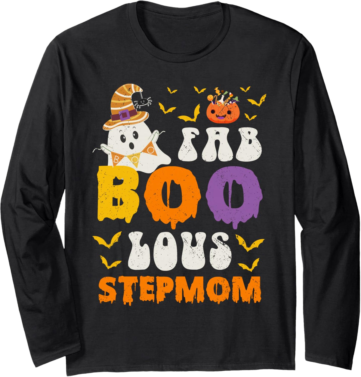 Faboolous Stepmom Halloween Ghost Fun Step Mom Long Sleeve T-Shirt - Adult Unisex Black
