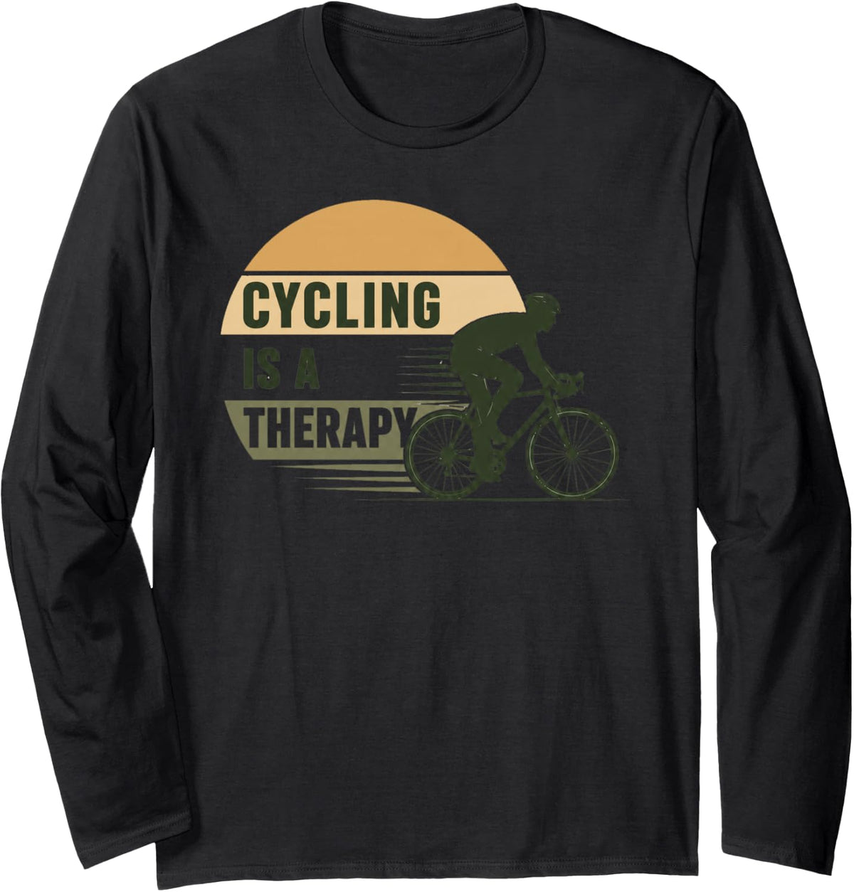 Cycling is a Therapy Long Sleeve T-Shirt - Adult Unisex Black
