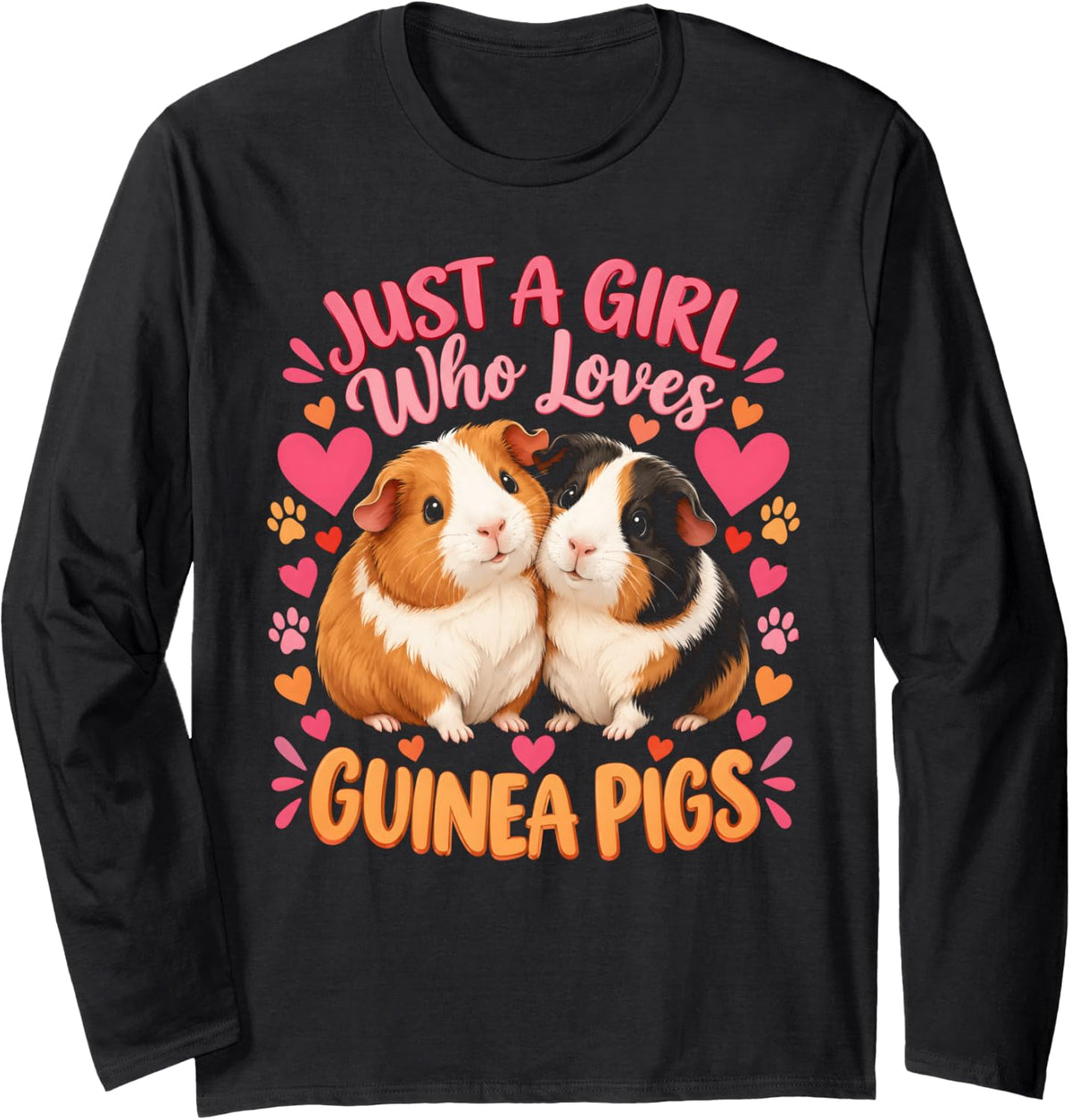Just A Girl Who Loves Guinea Pigs Cute Pet Lover Long Sleeve T-Shirt - Adult Unisex Black