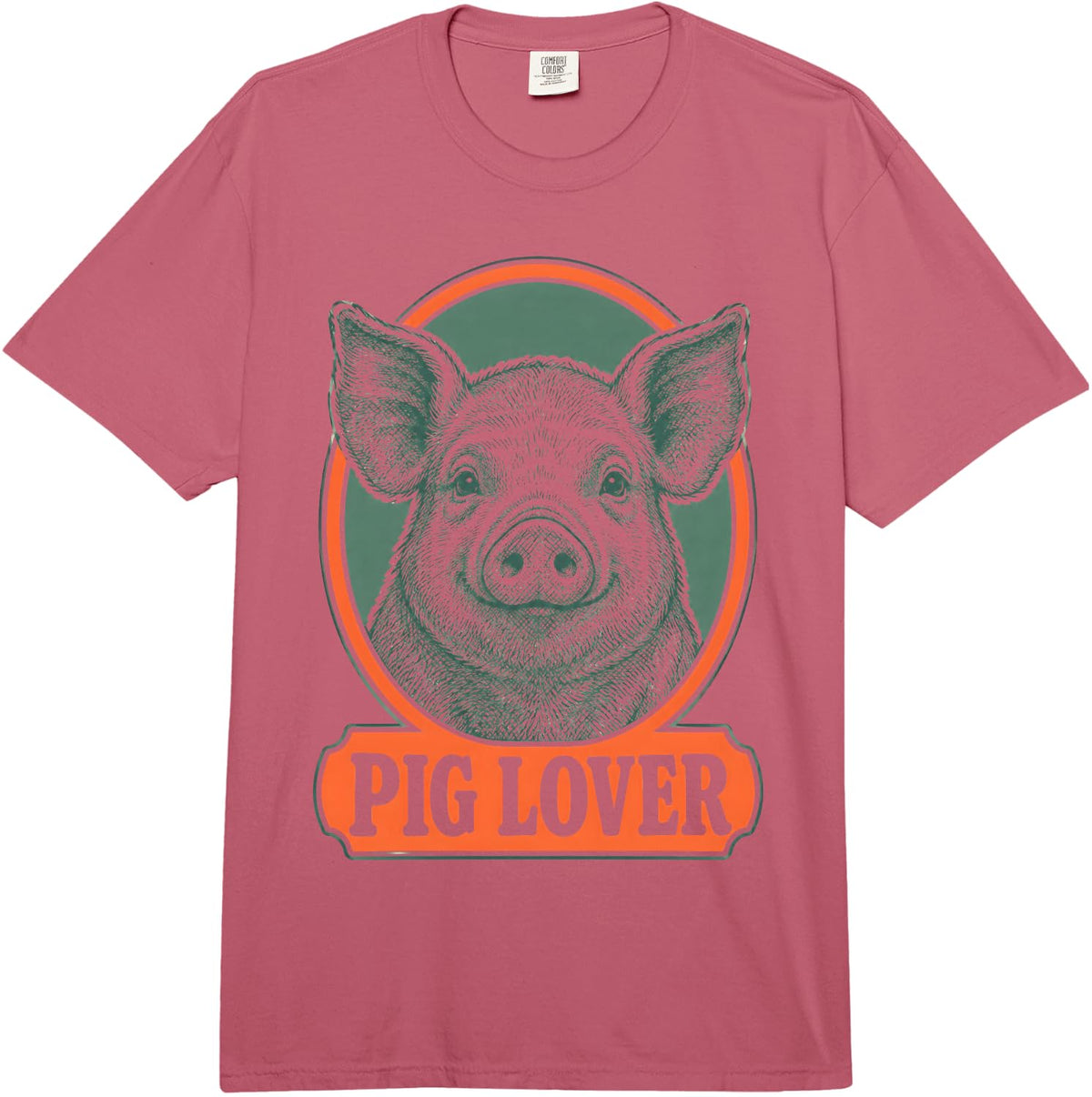 Pig Lover Farm Comfort Colors Adult Heavyweight T-Shirt - Adult Unisex Raspberry Red