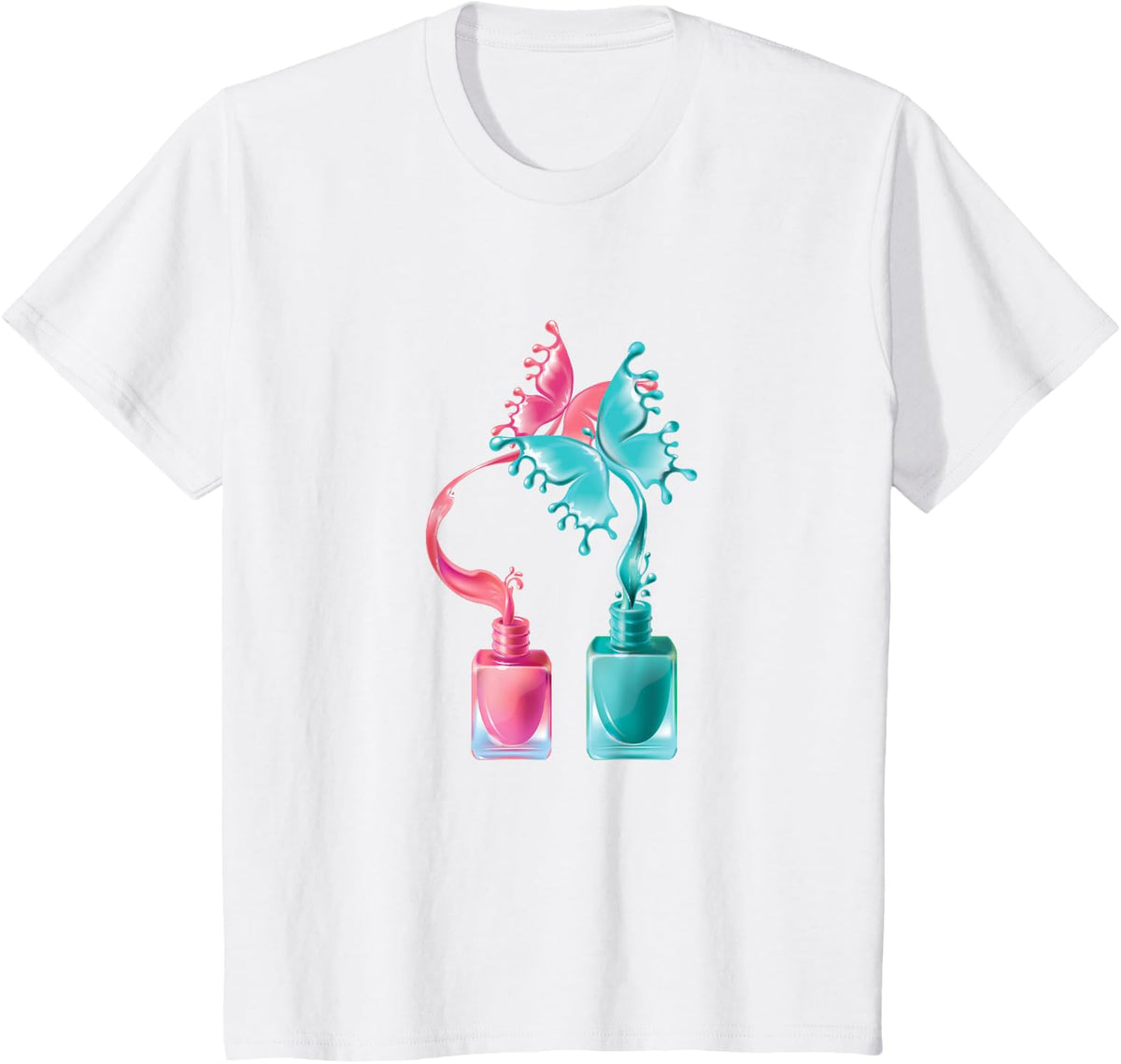 Nail Tech Shirts for Women Nail Polish Butterfly T-Shirts Tees Nail Artist Gift - White