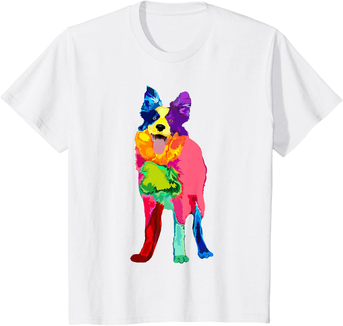 Dog Lover Gifts Border Collie For Womens Colorful Collie Men T-Shirt - White