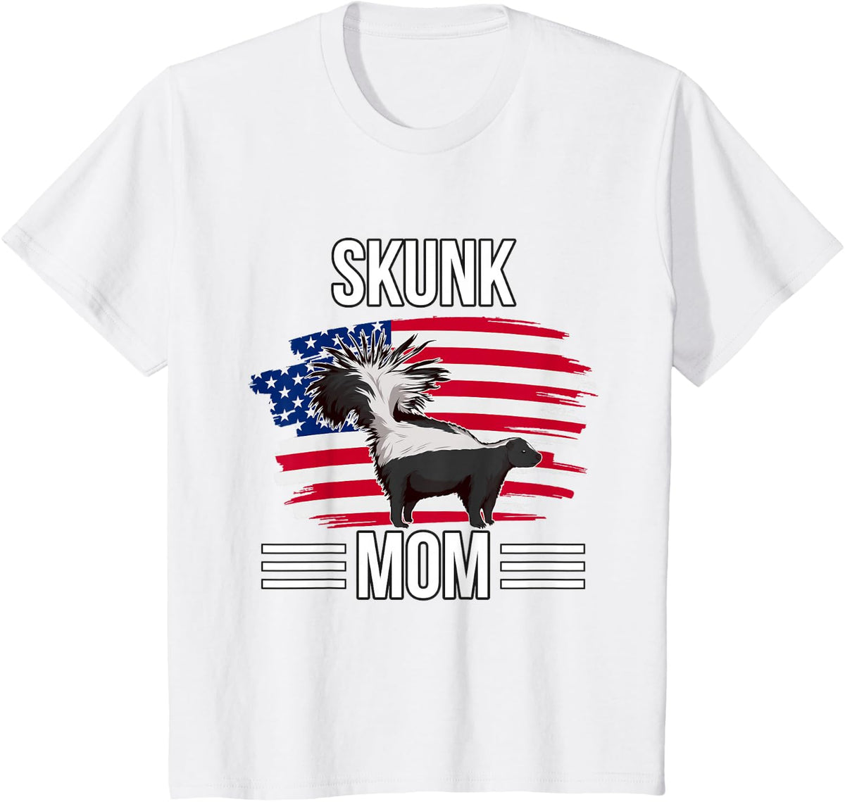 USA Flag 4th Of July Mother's Day Merica Skunk Mom T-Shirt - White
