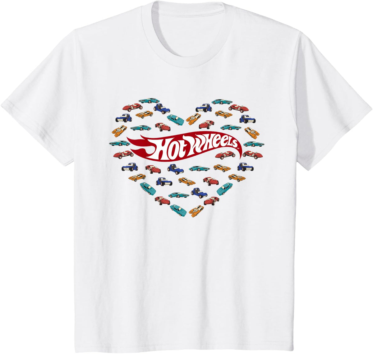 Hot Wheels Valentine's Day Heart with Cars T-Shirt - White