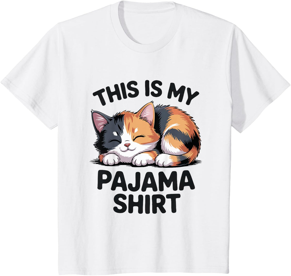 This is My Pajama Funny Calico Cat T-Shirt - White
