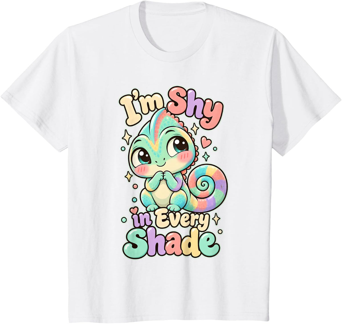 Kawaii Chameleon I'm Shy in Every Shade T-Shirt - White