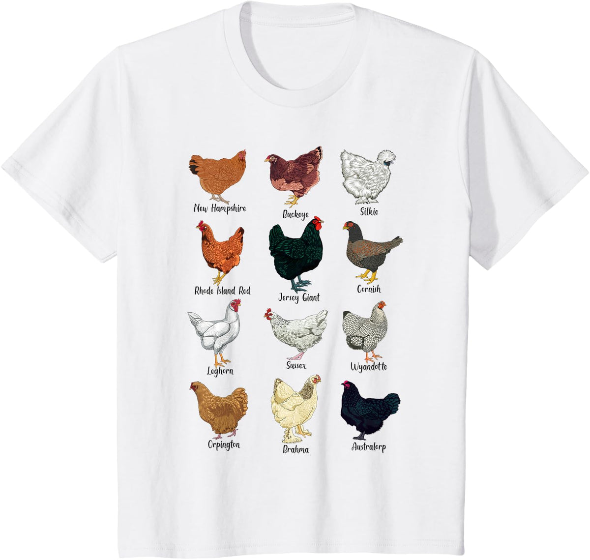 Various Chickens - Chicken Breeds T-Shirt - White