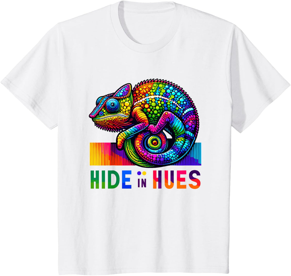 Chameleon Camo Hide in Hues Vibrant Color Changing Reptile T-Shirt - White