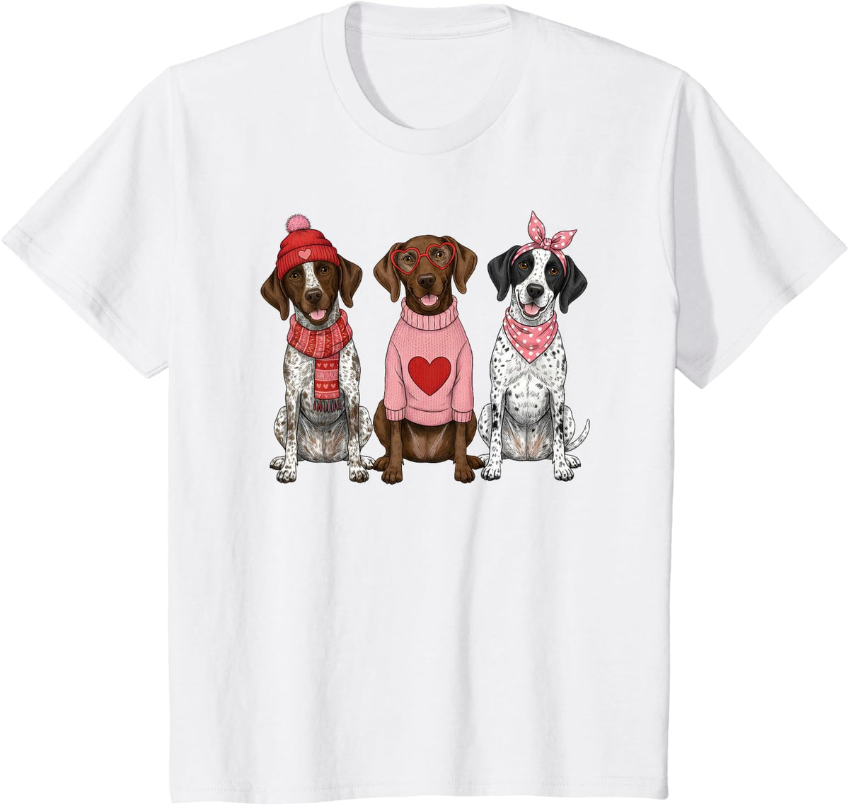 Cute German Shorthaired Pointer Valentine GSP Dog T-Shirt - White
