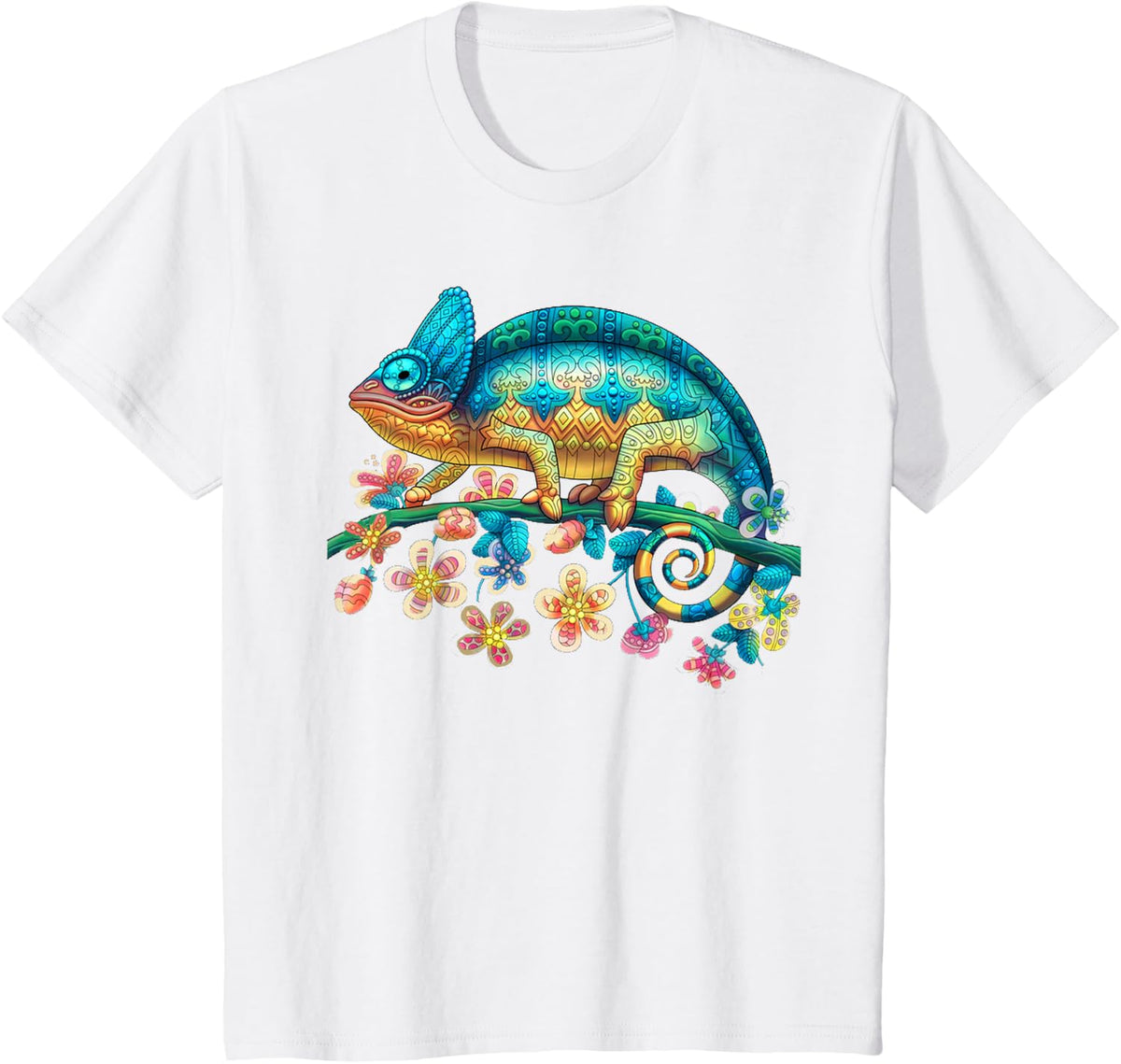 Colorful Chameleon Lizard T Shirt Gift for Women Men T-Shirt - White