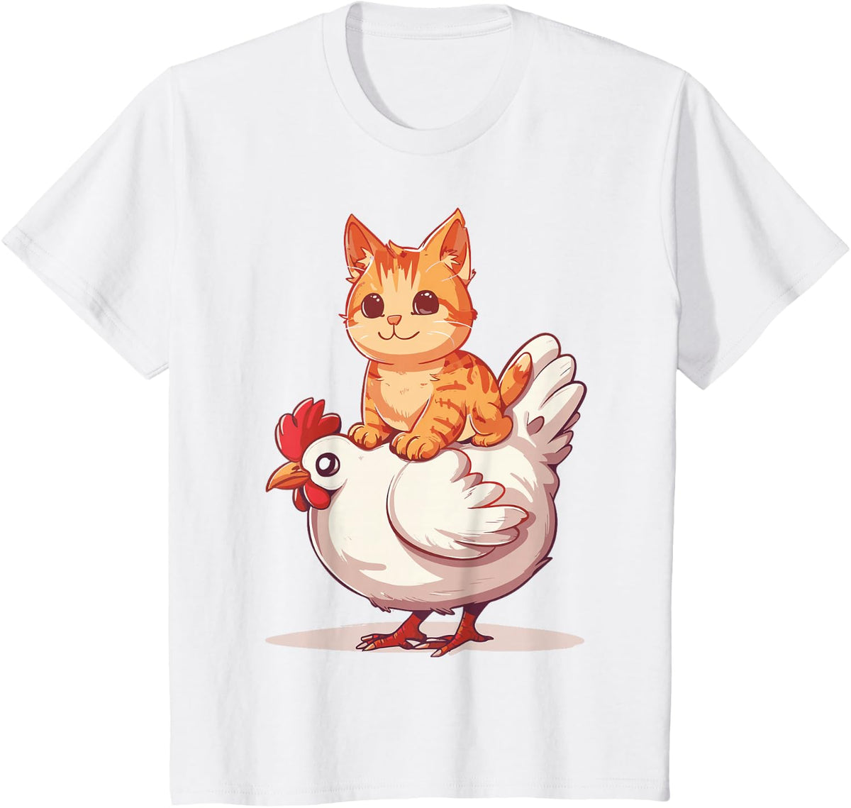 Cat Riding Chicken T-Shirt - White