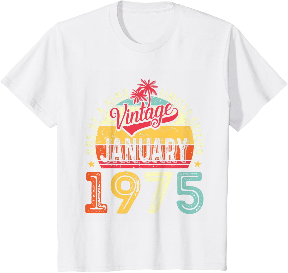 Vintage 50th Birthday Gift Vintage January 1975 Men Women T-Shirt - White