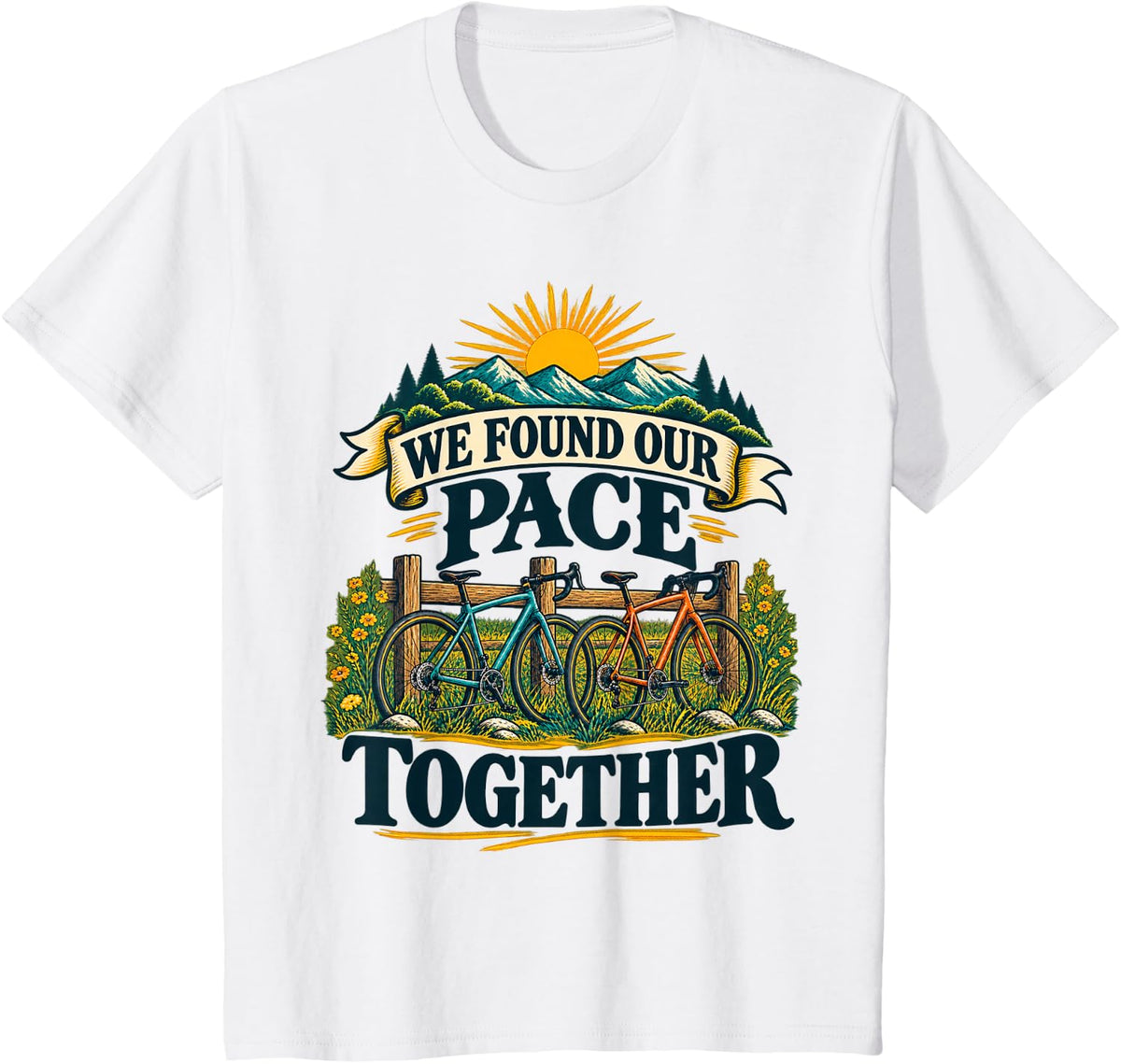 We Found Our Pace Together Bike Couple Ride T-Shirt - White