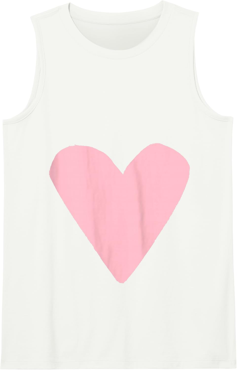 Cute Light Pink Heart Tank Top - White