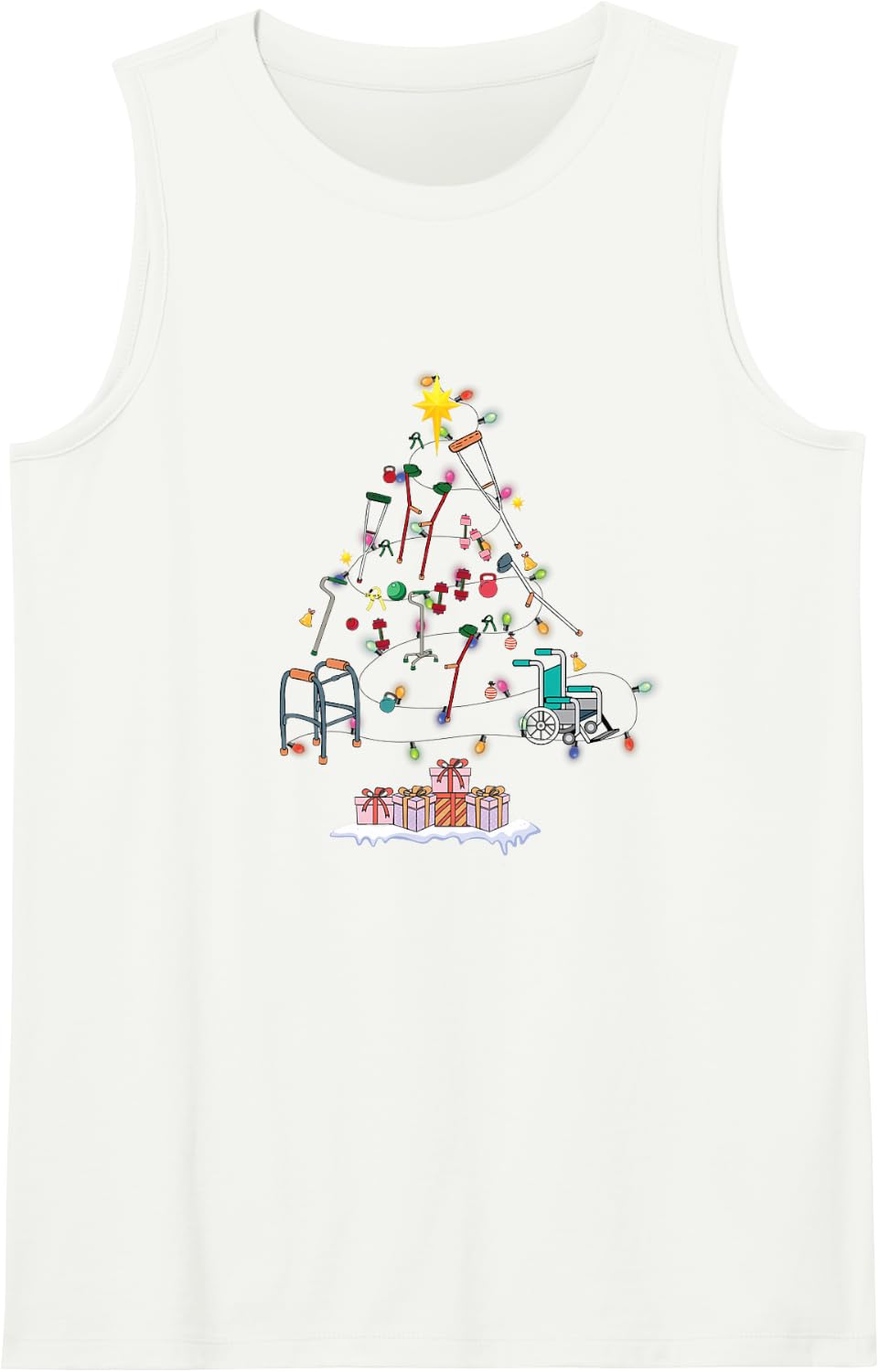 Funny Physical Therapy Christmas Tree for PT Therapist Sleeveless Tank Top - White