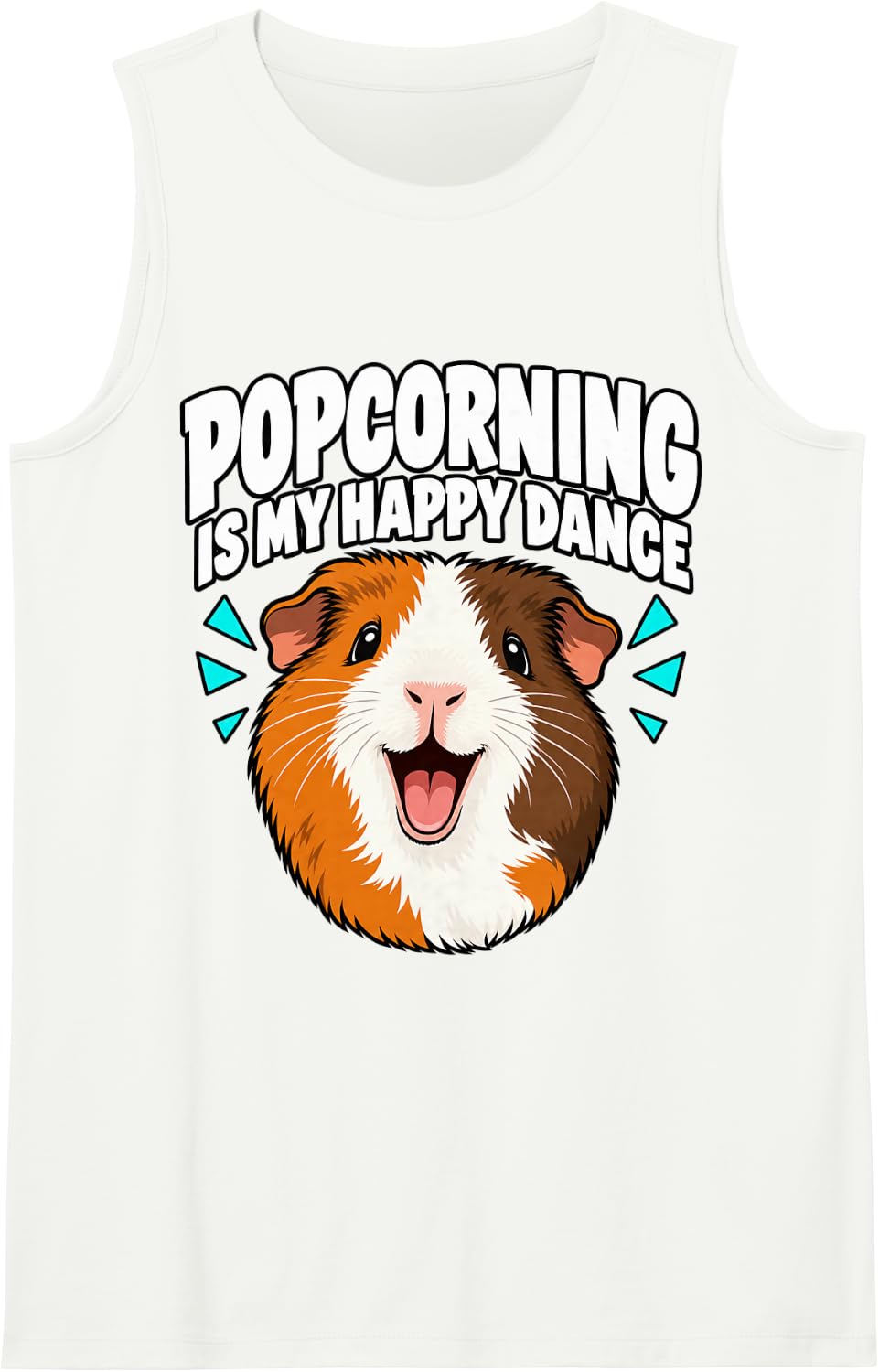 Guinea Pig Popcorning is My Happy Dance Cavy Cute Funny Sleeveless Tank Top - White