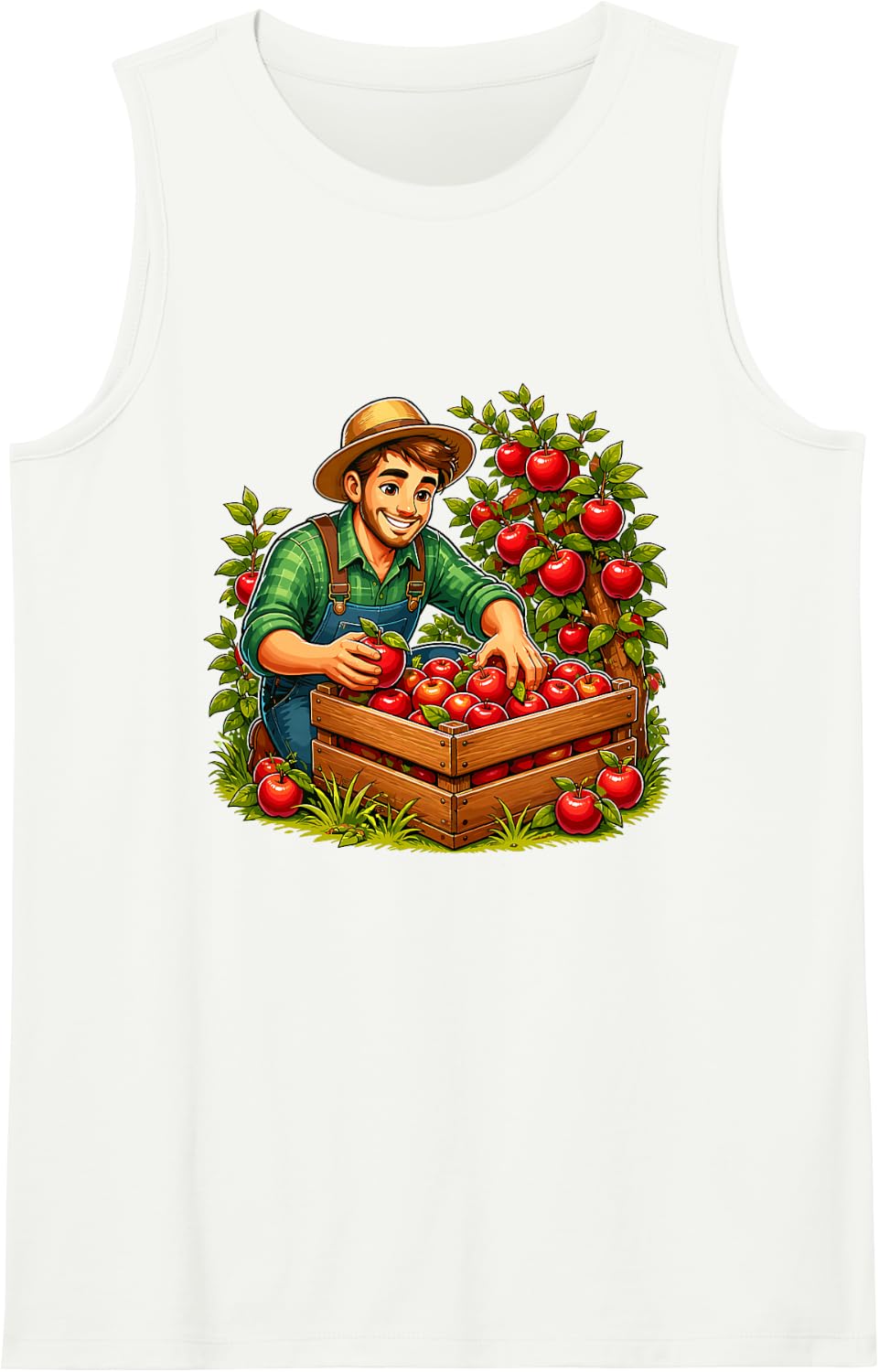 Country Apple Orchard Harvest Season Farmer Tank Top - White