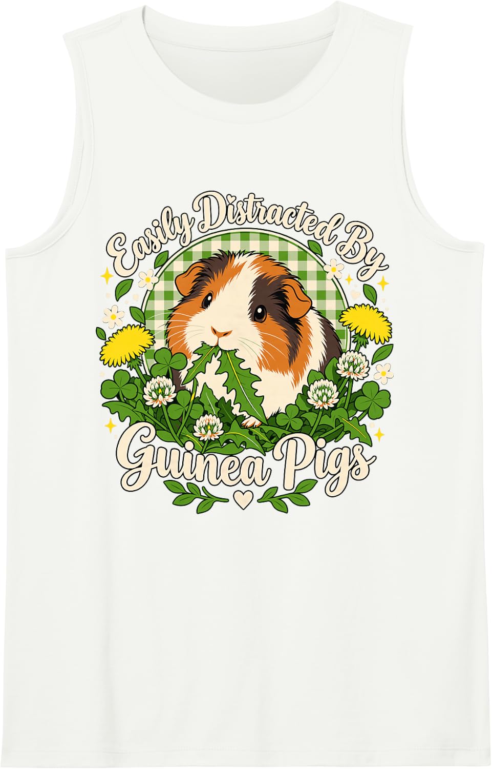 Easily Distracted By Guinea Pigs Cute Sleeveless Tank Top - White