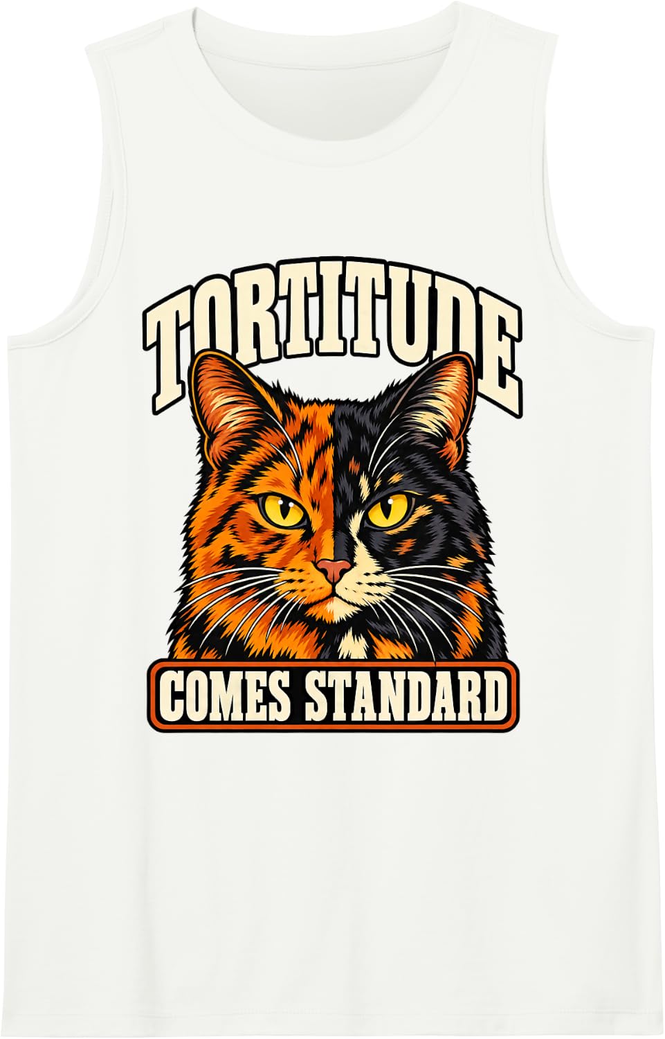 Tortoiseshell Cat Tortitude Comes Standard Lover Sleeveless Tank Top - White