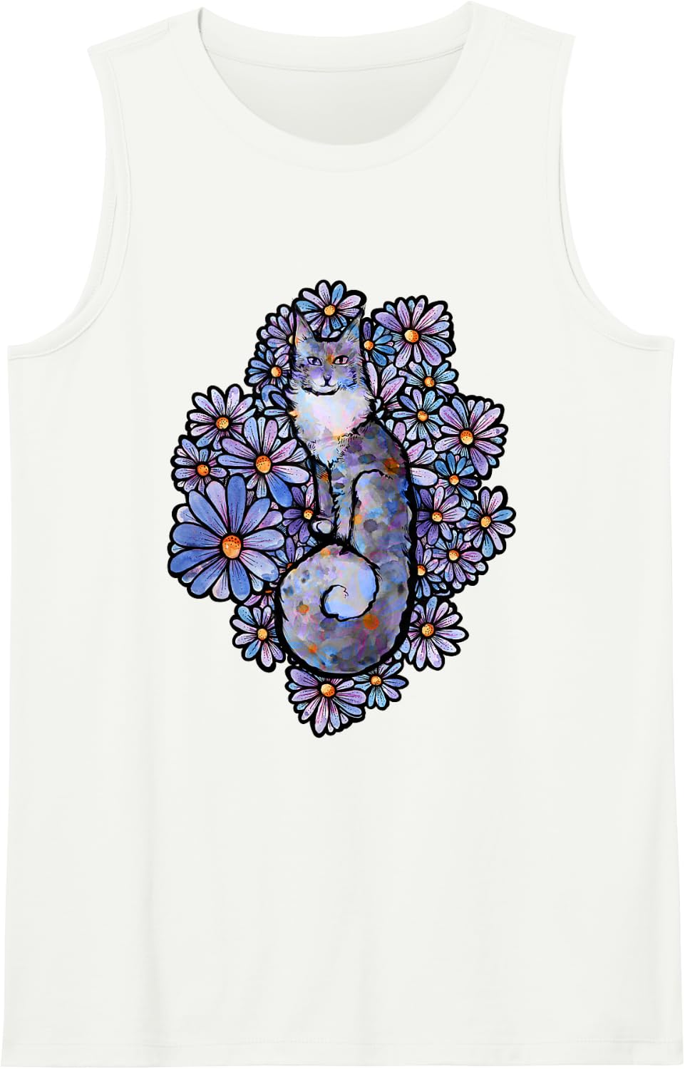 Maine Coon Cat Dilute Calico Sleeveless Tank Top - White