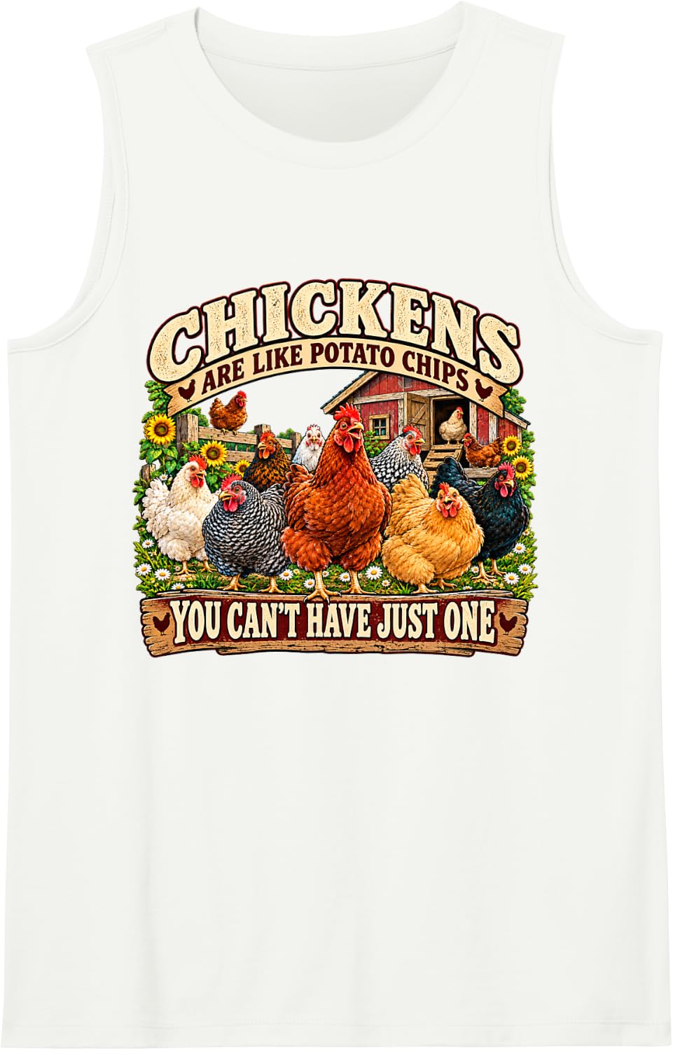 Chickens are Like Potato Chips Funny Chicken Keeper Sleeveless Tank Top - White