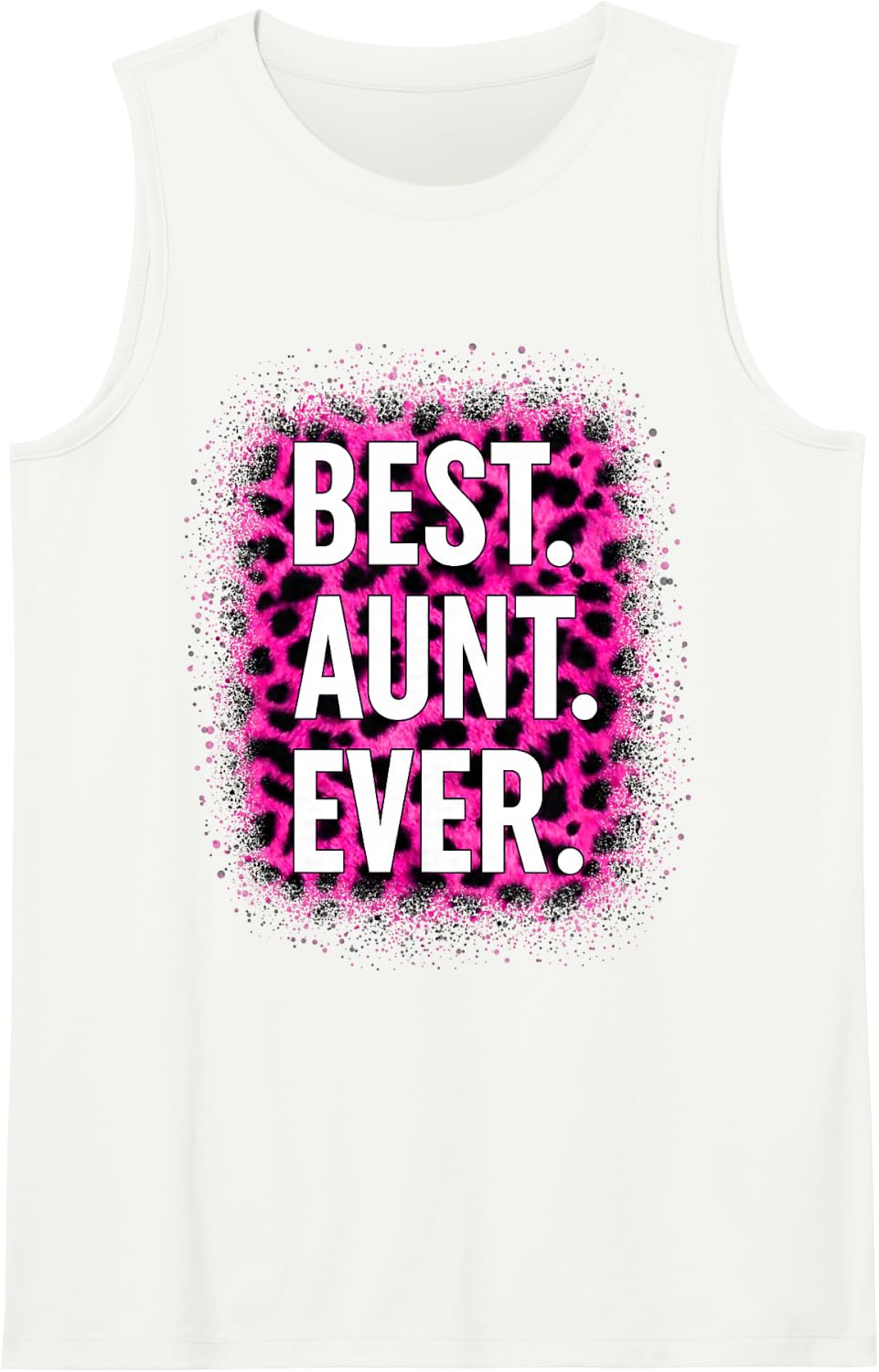 Women's Best Aunt Ever Pink Leopard Funny Auntie Gifts Mother's Day Sleeveless Tank Top - White