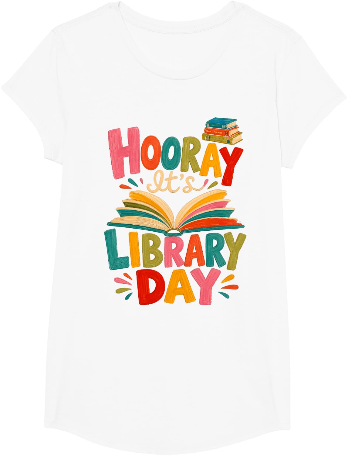 for School Librarians Hooray It's Library Day Fun Library T-Shirt - Girls White
