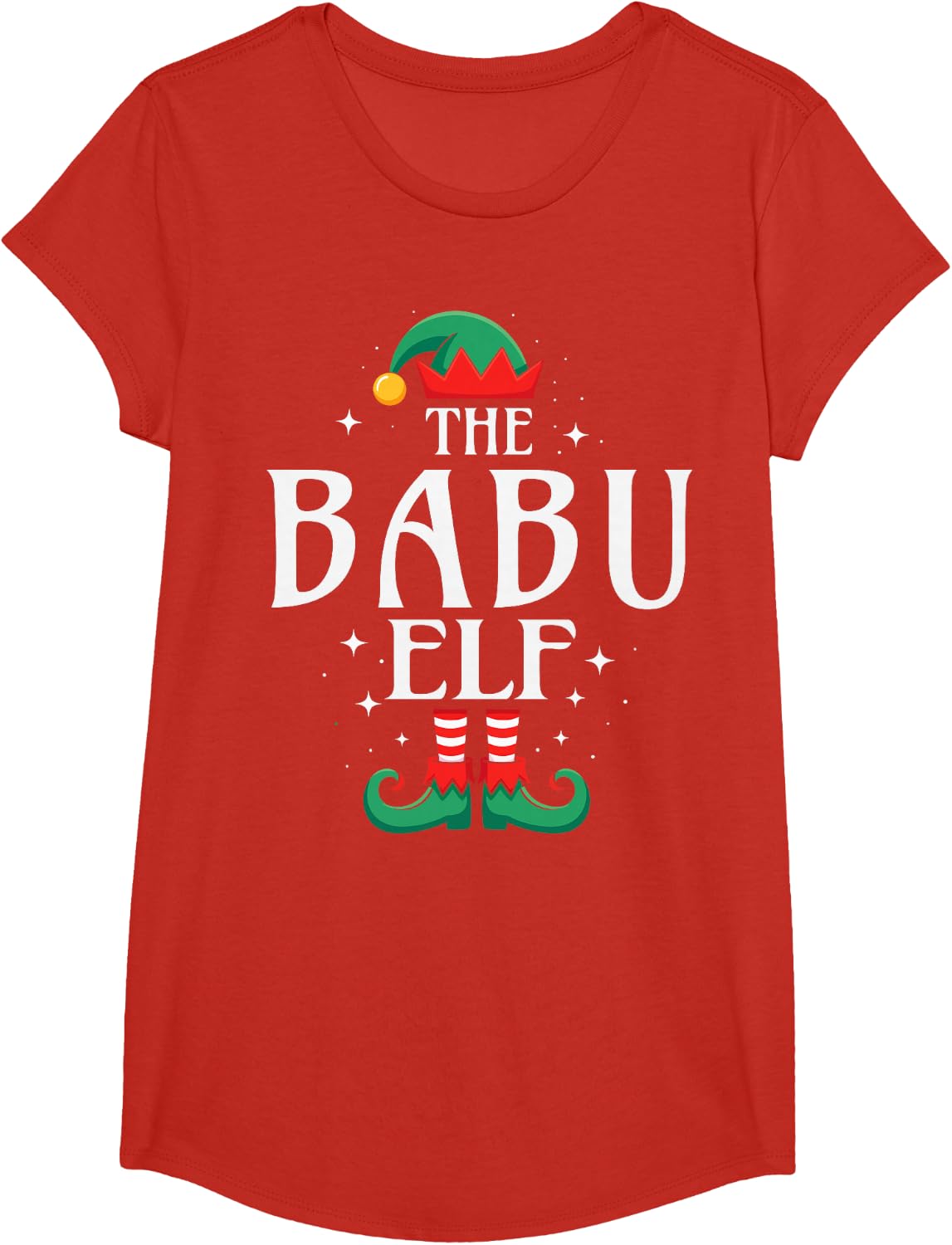 The Babu Elf Funny Christmas Grandpa Matching Family T-Shirt - Girls Red