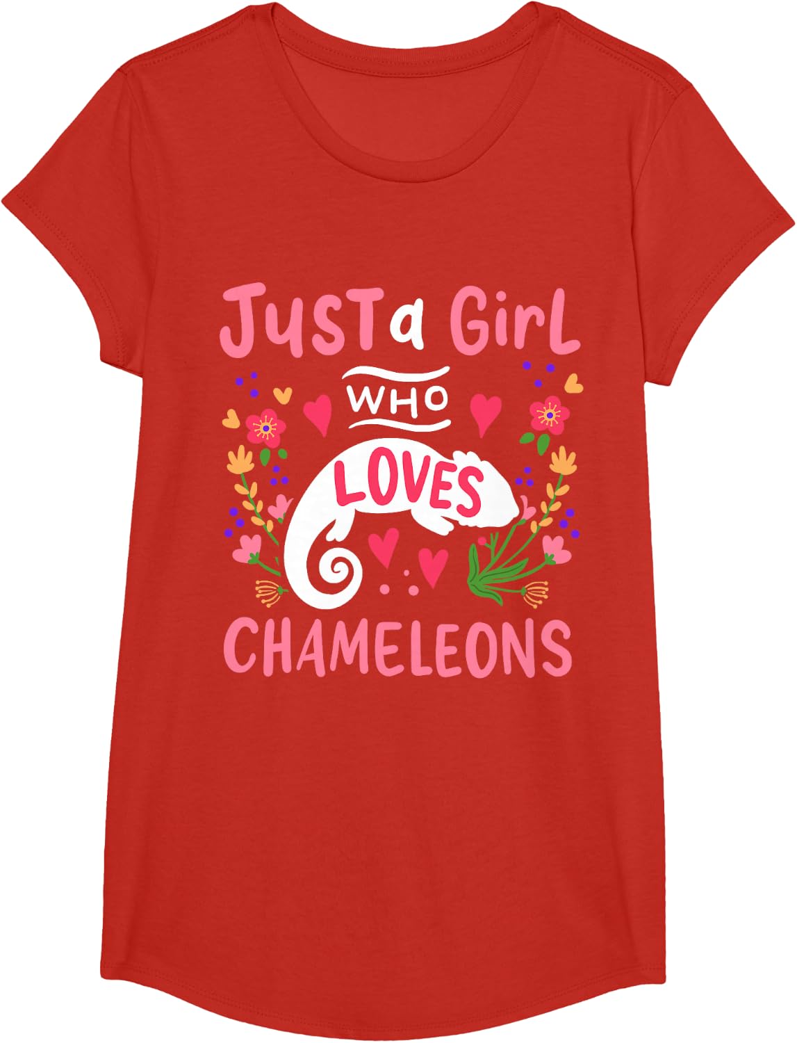 Chameleon Just A Girl Who Loves Chameleons Gift T-Shirt - Girls Red