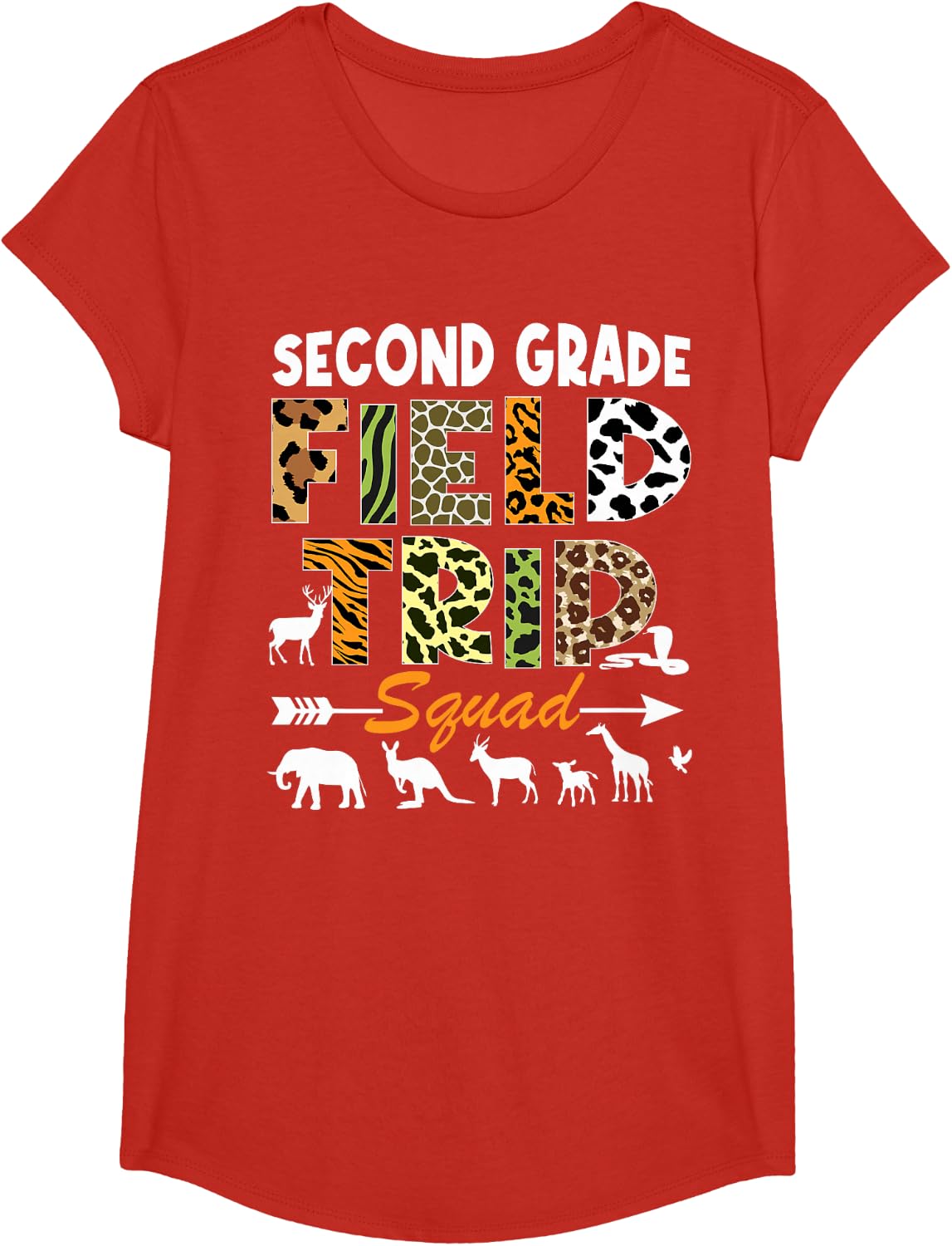 2nd Grade Zoo Field Trip Squad Teacher Student Matching Tees T-Shirts - Girls Red