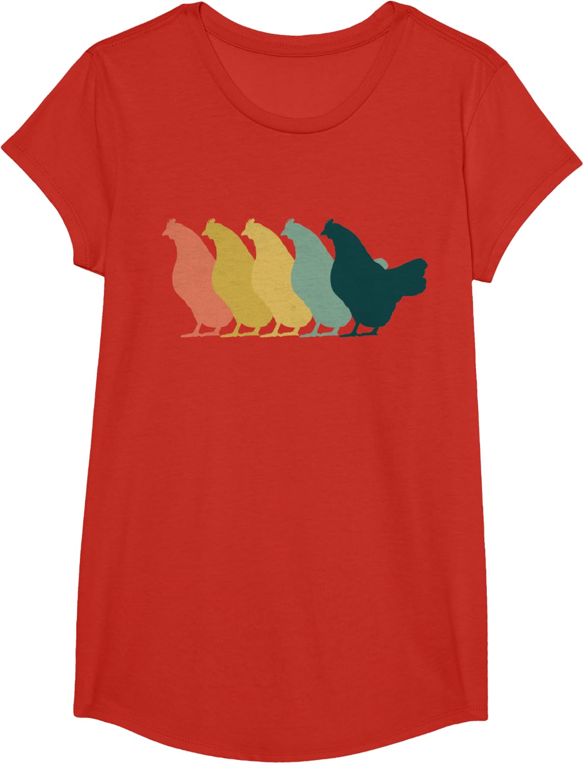 Chicken Lover Retro Pop Art T-Shirt - Girls Red