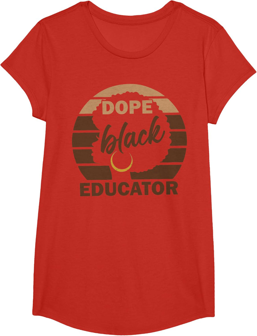 Black History Month African American Dope Black Educator T-Shirt - Girls Red