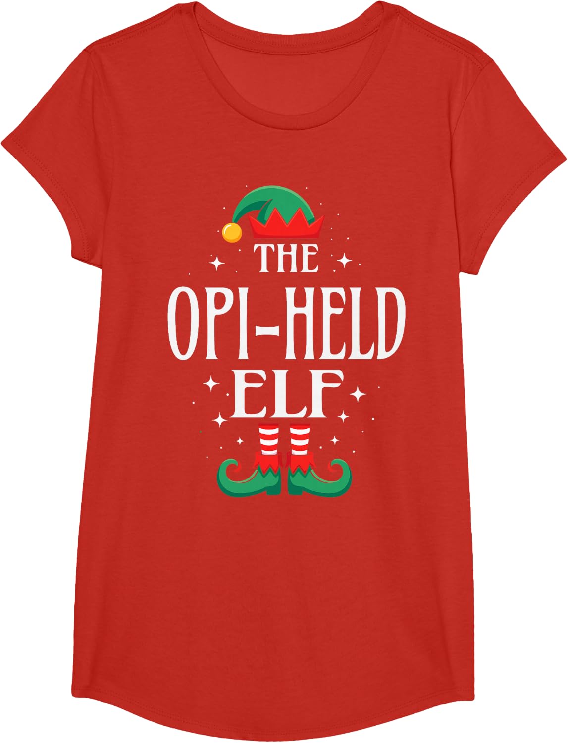 The Opi-Held Elf Funny Christmas Grandpa Matching Family T-Shirt - Girls Red